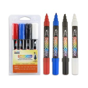 DECOCOLOR Acrylic Chisel Paint Marker BASIC Set of 4 Colors (MU-315-4C)