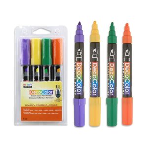 DECOCOLOR Acrylic Chisel Paint Marker - FESTIVE Set of 4 Colors (MU-315-4D)