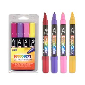 DECOCOLOR Acrylic Chisel Paint Marker BRIGHT Set of 4 Colors (MU-315-4E)