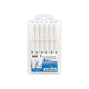 MARVY Fine Line Pen Set B – 6 Pen Sets, Black Ink (MU-4600-6BX-BK)