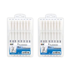 Marvy Fine Line Pen Set A & B – #4600 Black Ink – 8 Pens per Set (MU-4600-8AX-BK / MU-4600-8BX-BK)